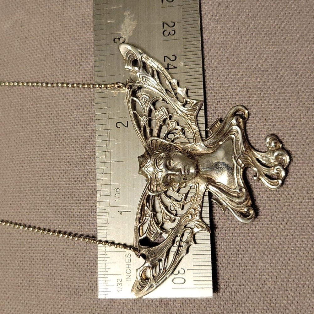Art Nouveau silver fairy goddess necklace - Picture 6 of 7